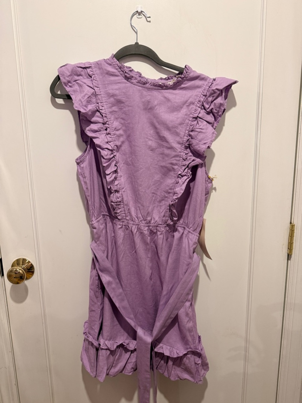 Lilac Ruffle Tie-Back Mini Dress